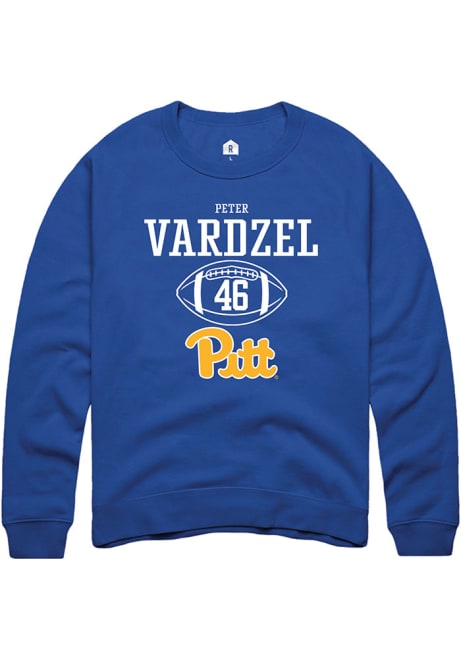 Peter Vardzel Rally Mens Blue Pitt Panthers NIL Sport Icon Crew Sweatshirt