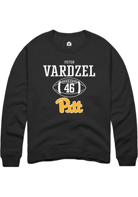 Peter Vardzel Rally Mens Black Pitt Panthers NIL Sport Icon Crew Sweatshirt