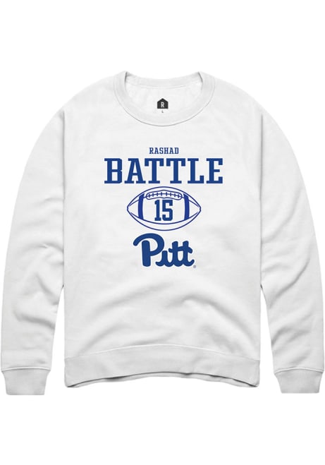 Rashad Battle Rally Mens White Pitt Panthers NIL Sport Icon Crew Sweatshirt