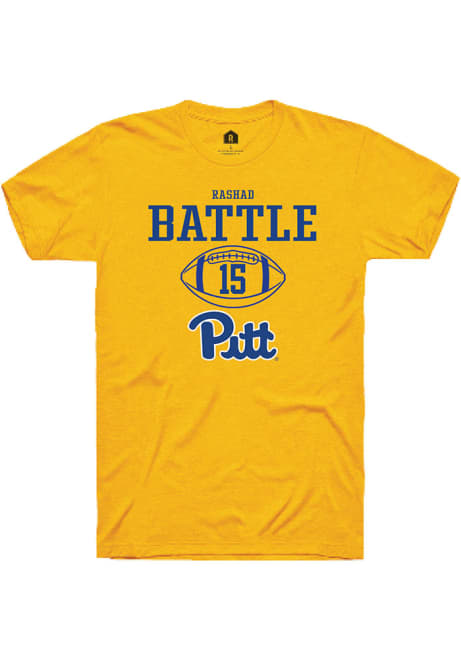 Rashad Battle Gold Pitt Panthers NIL Sport Icon Short Sleeve T Shirt