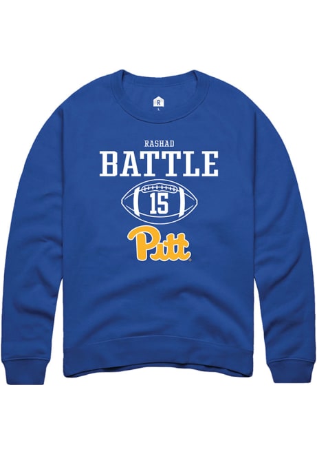 Rashad Battle Rally Mens Blue Pitt Panthers NIL Sport Icon Crew Sweatshirt