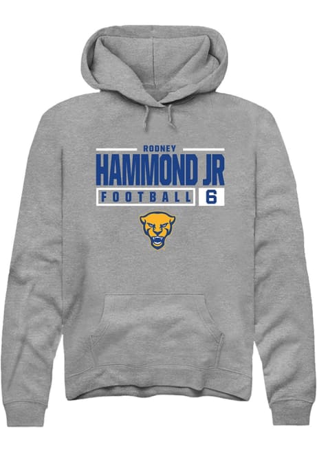 Rodney Hammond Jr. Rally Mens Graphite Pitt Panthers NIL Stacked Box Hooded Sweatshirt