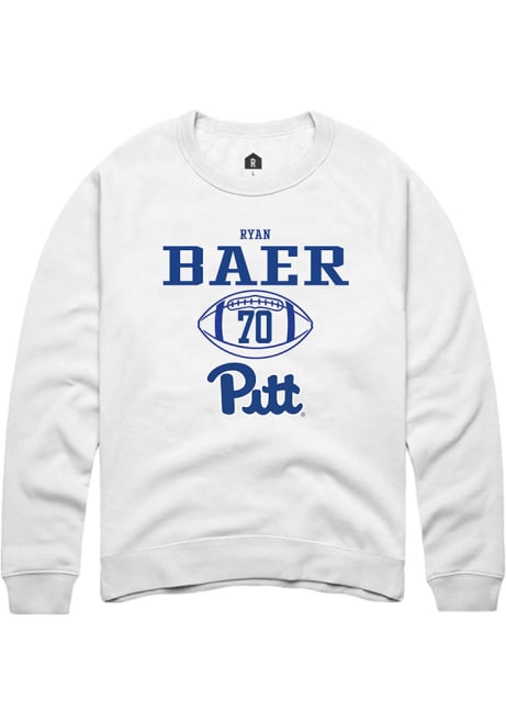 Ryan Baer Rally Mens White Pitt Panthers NIL Sport Icon Crew Sweatshirt