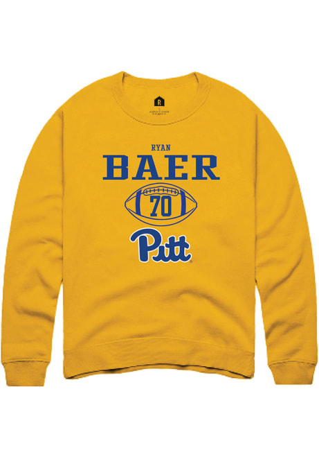 Ryan Baer Rally Mens Gold Pitt Panthers NIL Sport Icon Crew Sweatshirt