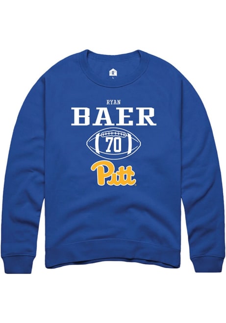 Ryan Baer Rally Mens Blue Pitt Panthers NIL Sport Icon Crew Sweatshirt