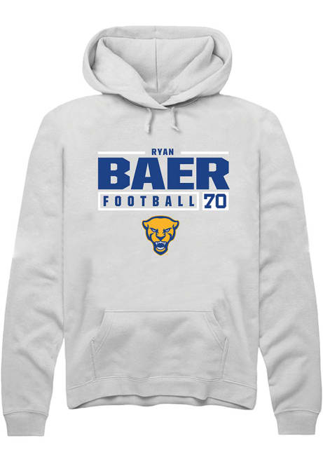 Ryan Baer Rally Mens White Pitt Panthers NIL Stacked Box Hooded Sweatshirt