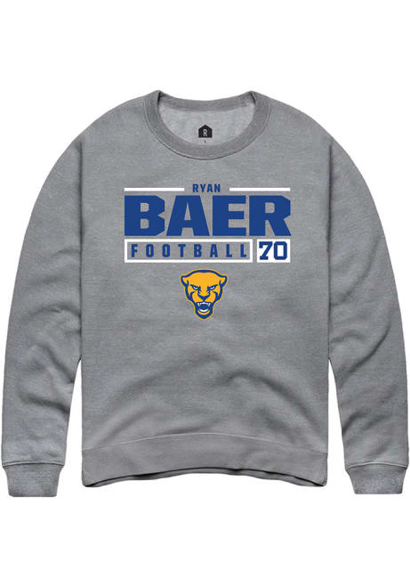 Ryan Baer Rally Mens Graphite Pitt Panthers NIL Stacked Box Crew Sweatshirt