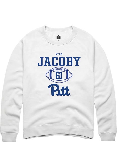 Ryan Jacoby Rally Mens White Pitt Panthers NIL Sport Icon Crew Sweatshirt