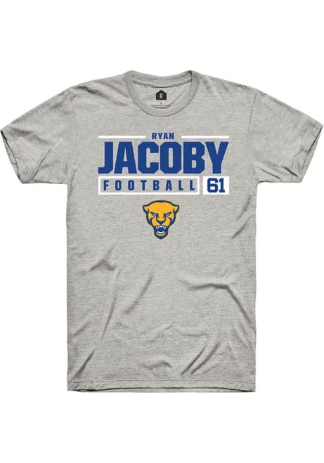 Ryan Jacoby Ash Pitt Panthers NIL Stacked Box Short Sleeve T Shirt