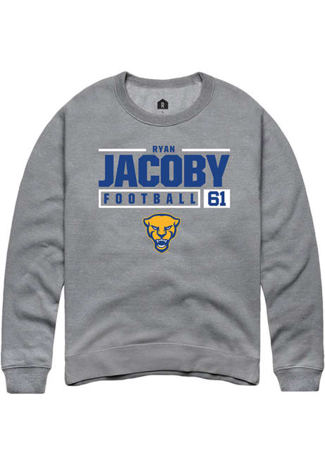 Ryan Jacoby Rally Mens Graphite Pitt Panthers NIL Stacked Box Crew Sweatshirt