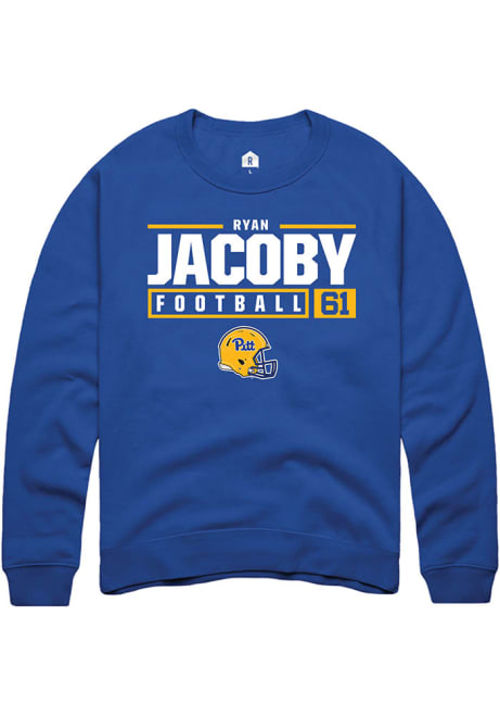 Ryan Jacoby Rally Mens Blue Pitt Panthers NIL Stacked Box Crew Sweatshirt