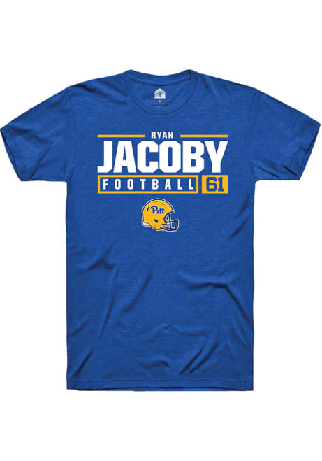 Ryan Jacoby Blue Pitt Panthers NIL Stacked Box Short Sleeve T Shirt