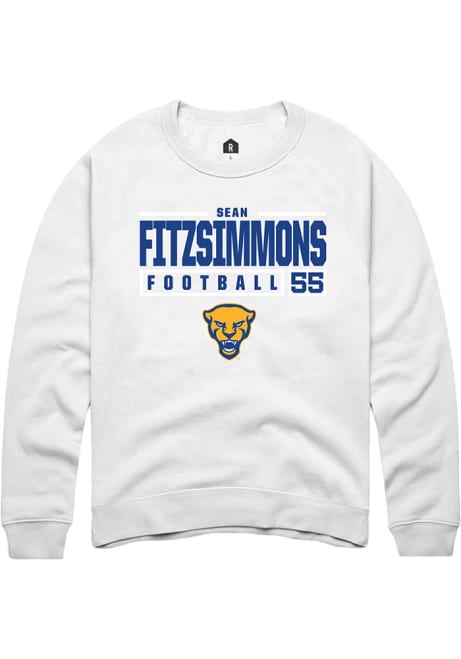 Sean FitzSimmons Rally Mens White Pitt Panthers NIL Stacked Box Crew Sweatshirt