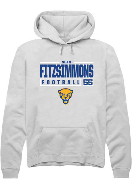 Sean FitzSimmons Rally Mens White Pitt Panthers NIL Stacked Box Hooded Sweatshirt