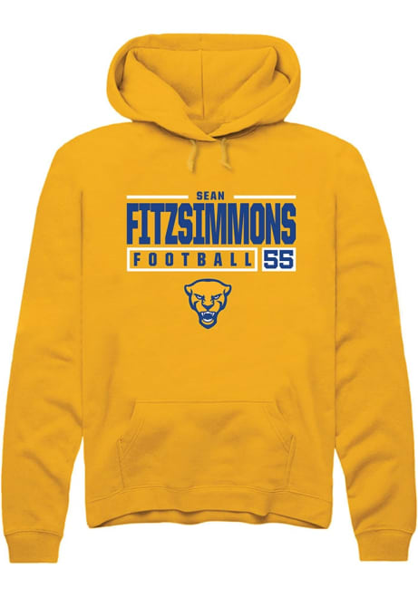 Sean FitzSimmons Rally Mens Gold Pitt Panthers NIL Stacked Box Hooded Sweatshirt