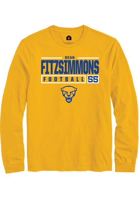 Sean FitzSimmons Rally Mens Gold Pitt Panthers NIL Stacked Box Tee