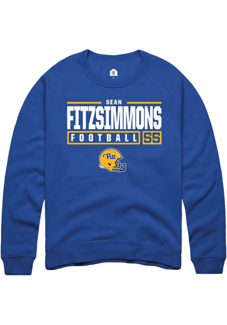 Sean FitzSimmons Rally Mens Blue Pitt Panthers NIL Stacked Box Crew Sweatshirt