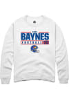 Main image for Kobe Baynes  Rally Kansas Jayhawks Mens White NIL Stacked Box Long Sleeve Crew Sweatshirt