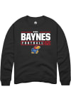 Main image for Kobe Baynes  Rally Kansas Jayhawks Mens Black NIL Stacked Box Long Sleeve Crew Sweatshirt