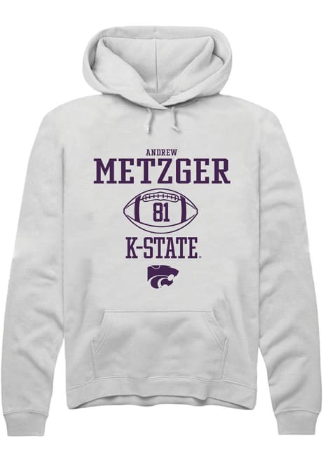 Andrew Metzger Rally Mens White K-State Wildcats NIL Sport Icon Hooded Sweatshirt