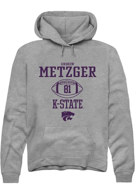 Andrew Metzger Rally Mens Graphite K-State Wildcats NIL Sport Icon Hooded Sweatshirt