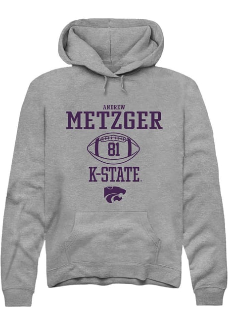 Andrew Metzger Rally Mens Grey K-State Wildcats NIL Sport Icon Hooded Sweatshirt