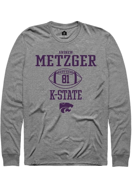 Andrew Metzger Rally Mens Grey K-State Wildcats NIL Sport Icon Tee