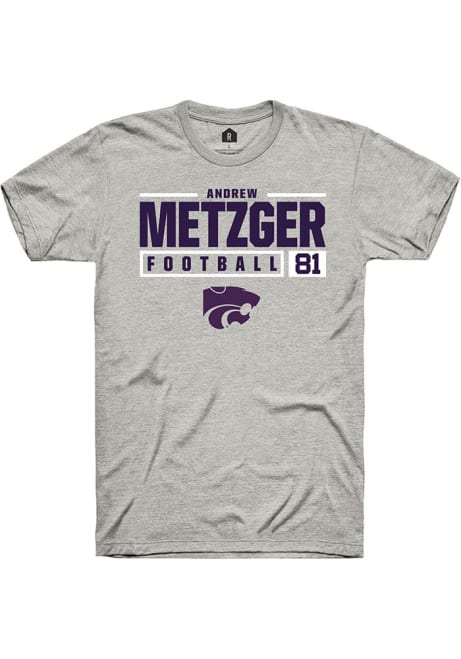 Andrew Metzger Ash K-State Wildcats NIL Stacked Box Short Sleeve T Shirt