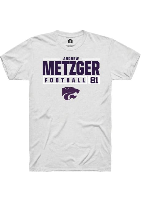 Andrew Metzger White K-State Wildcats NIL Stacked Box Short Sleeve T Shirt