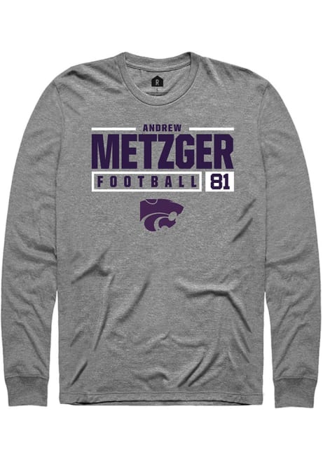Andrew Metzger Rally Mens Graphite K-State Wildcats NIL Stacked Box Tee