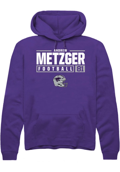Andrew Metzger Rally Mens Purple K-State Wildcats NIL Stacked Box Hooded Sweatshirt