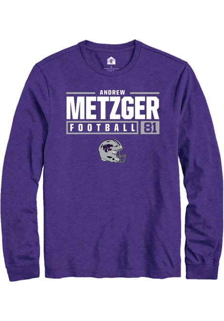 Andrew Metzger Rally Mens Purple K-State Wildcats NIL Stacked Box Tee