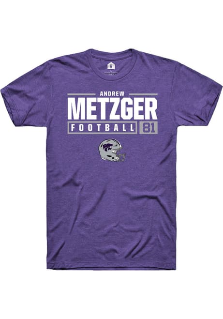 Andrew Metzger Purple K-State Wildcats NIL Stacked Box Short Sleeve T Shirt