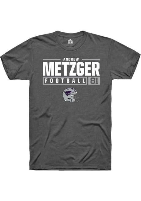 Andrew Metzger Dark Grey K-State Wildcats NIL Stacked Box Short Sleeve T Shirt