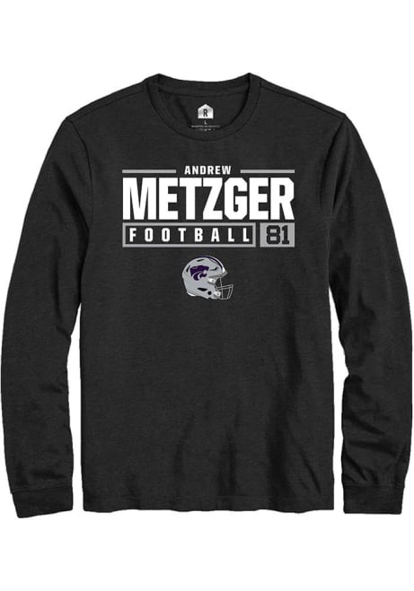 Andrew Metzger Rally Mens Black K-State Wildcats NIL Stacked Box Tee