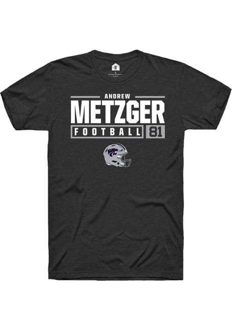 Andrew Metzger Black K-State Wildcats NIL Stacked Box Short Sleeve T Shirt