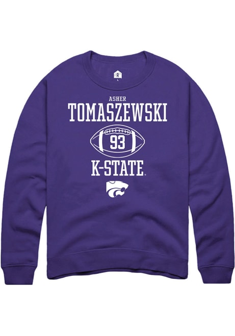 Asher Tomaszewski Rally Mens Purple K-State Wildcats NIL Sport Icon Crew Sweatshirt