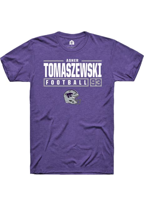 Asher Tomaszewski Purple K-State Wildcats NIL Stacked Box Short Sleeve T Shirt