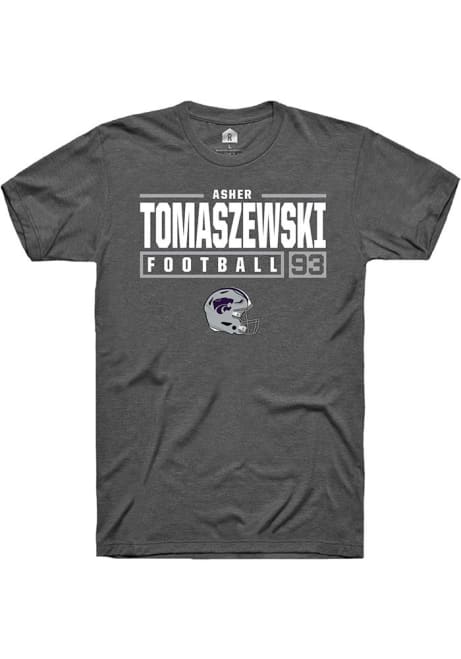 Asher Tomaszewski Grey K-State Wildcats NIL Stacked Box Short Sleeve T Shirt