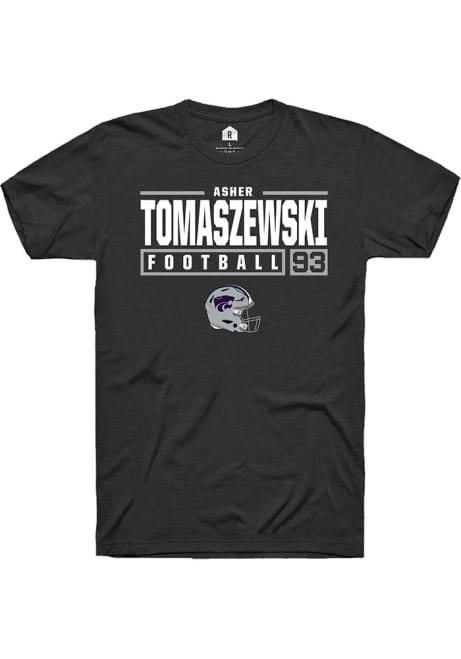 Asher Tomaszewski Black K-State Wildcats NIL Stacked Box Short Sleeve T Shirt