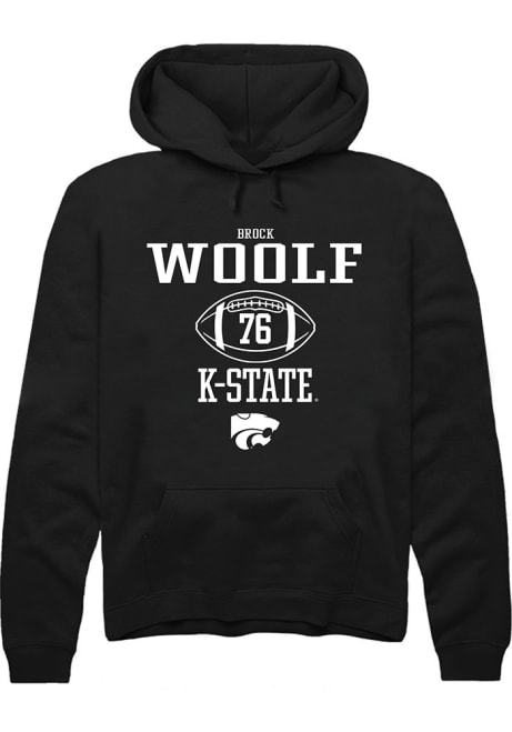 Brock Woolf Rally Mens Black K-State Wildcats NIL Sport Icon Hooded Sweatshirt