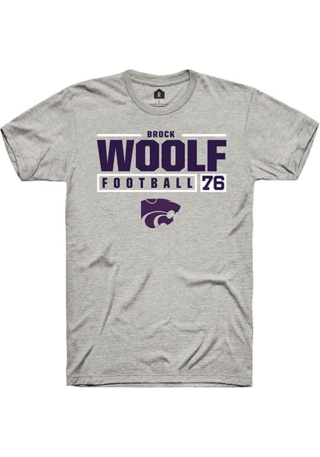 Brock Woolf Ash K-State Wildcats NIL Stacked Box Short Sleeve T Shirt