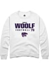 Main image for Brock Woolf Rally Mens White K-State Wildcats NIL Stacked Box Crew Sweatshirt