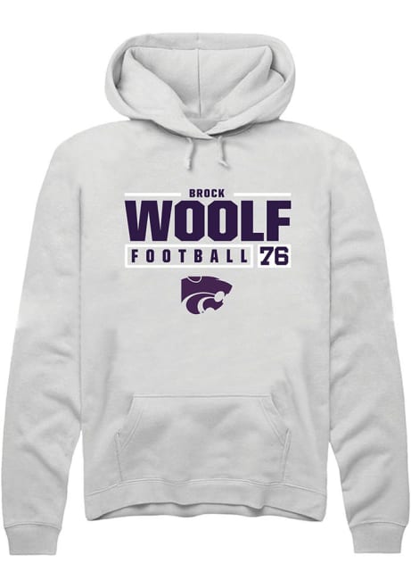 Brock Woolf Rally Mens White K-State Wildcats NIL Stacked Box Hooded Sweatshirt