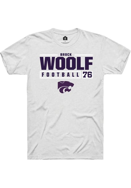 Brock Woolf White K-State Wildcats NIL Stacked Box Short Sleeve T Shirt