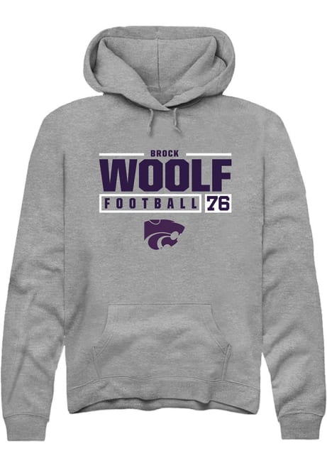 Brock Woolf Rally Mens Graphite K-State Wildcats NIL Stacked Box Hooded Sweatshirt