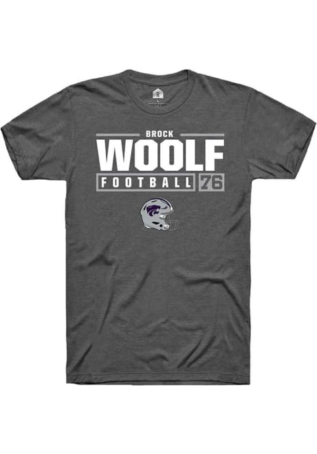 Brock Woolf Grey K-State Wildcats NIL Stacked Box Short Sleeve T Shirt