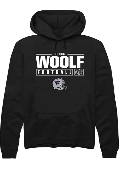 Brock Woolf Rally Mens Black K-State Wildcats NIL Stacked Box Hooded Sweatshirt