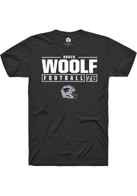Brock Woolf Black K-State Wildcats NIL Stacked Box Short Sleeve T Shirt