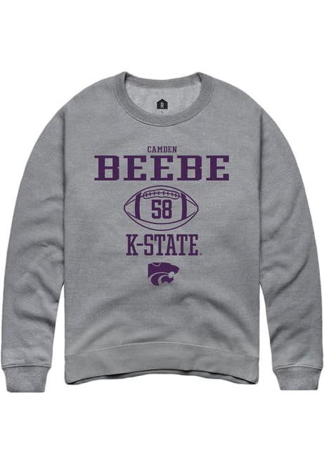 Camden Beebe Rally Mens Graphite K-State Wildcats NIL Sport Icon Crew Sweatshirt